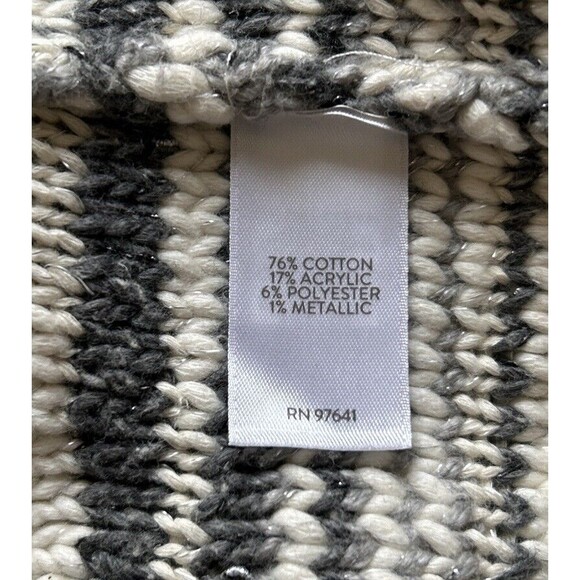 J. Jill Women’s Sz LPetite Gray &Wt Long Cardigan Sweater Knit Safety Pin Brooch - Picture 5 of 6